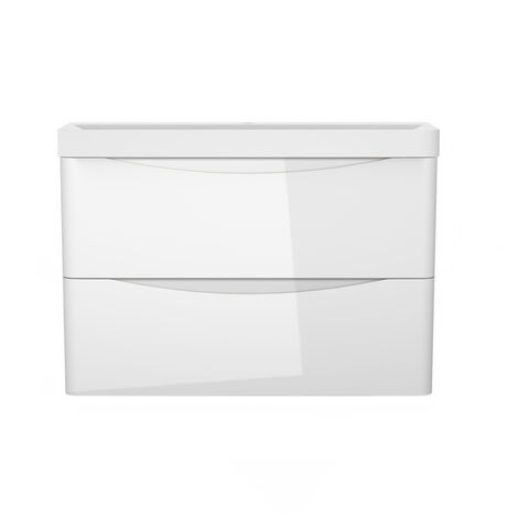 800mm Wall Hung Basin Vanity Unit Gloss White