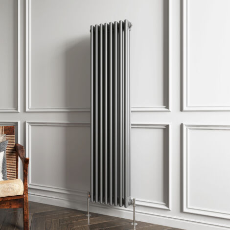 Biubiubath Traditional Cast Iron Style Radiator Vertical 3 Column Anthracite 1500x380mm