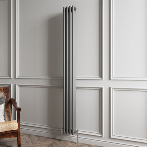Biubiubath Traditional Cast Iron Style Radiator Vertical 3 Column Anthracite 1800x200mm