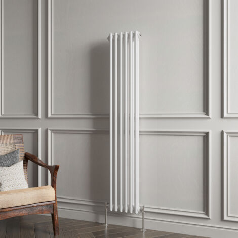 Biubiubath Traditional Cast Iron Style Radiator Vertical 2 Column White 1500x290mm