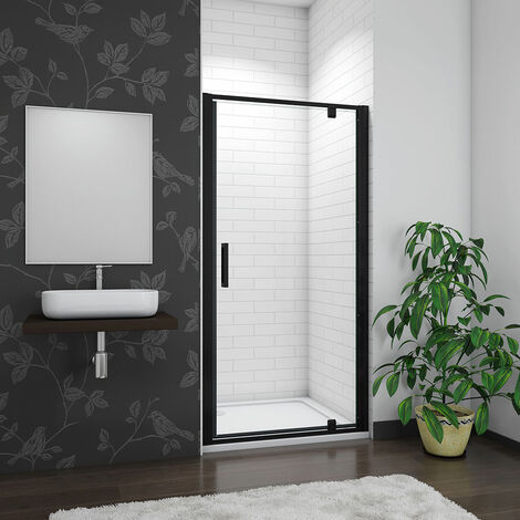 Biubiubath 800mm Black Frame Pivot Shower Door Hinge Shower Screen 1850mm Height (1/5)