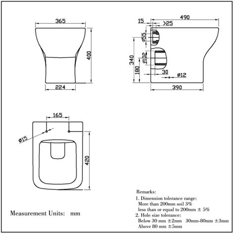 BTW Back To Wall Toilet Pan With Soft Close Seat Bathroom Cloakroom WC Modern