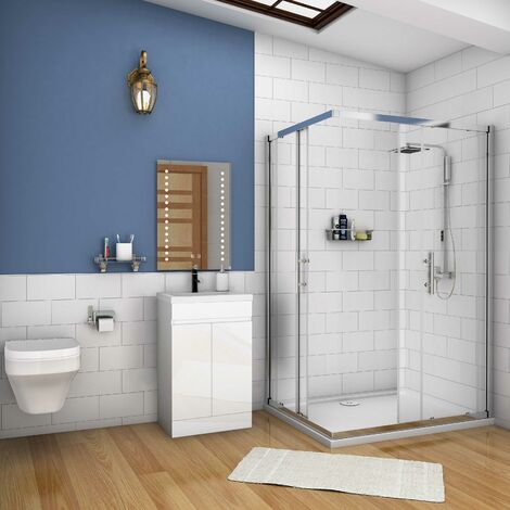 Biububath 500mm Bathroom Vanity Unit with Ceramic Basin  Gloss White  Freestanding