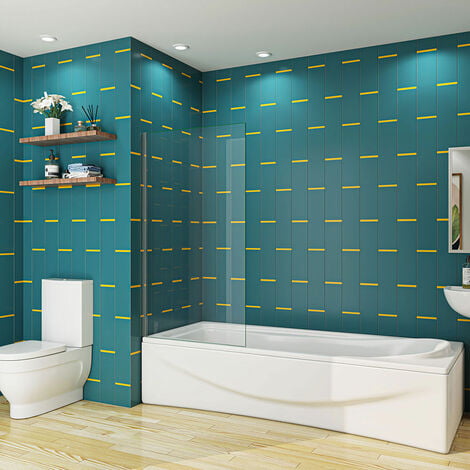 Biubiubath 700x1400mm Corner Fixed Bath Shower Screen Over Bath Square Cut