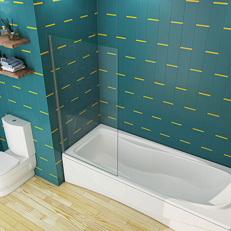 Biubiubath 700x1400mm Corner Fixed Bath Shower Screen Over Bath Square Cut