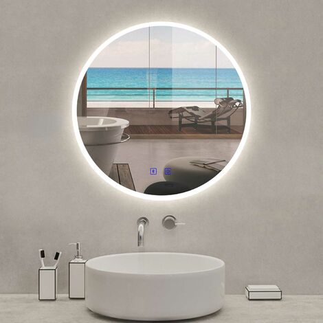 Biubiubath 600mm Round Bluetooth Bathroom LED Mirror with Lights Demister Pad
