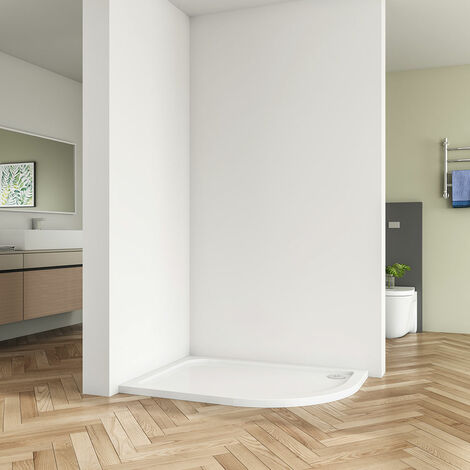 Biubiubath 1200x900x30mm Offset Quadrant Walk in Shower Enclosure Stone Tray Right Side