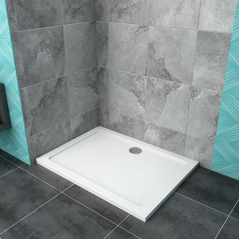 Biubiubath 1600x760x30mm Slimline Rectangle Shower Enclosure Stone Tray Free Waste