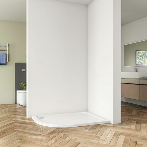 Biubiubath 1200x800x30mm Offset Quadrant Walk in Shower Enclosure Stone Tray Left Side