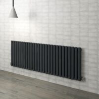 Biubiubath Black Oval Column Radiator Central Heating Horizontal Single Desinger 600x1593mm
