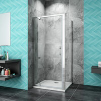 Biubiubath 1850mm Height Chrome 900mm Pivot Shower Door + 700mm Side Panel