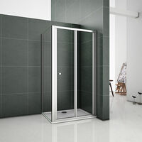 Acezanble 760x760x1900mm Framed Bifold Shower Enclosure with 760x760mm Shower Tray