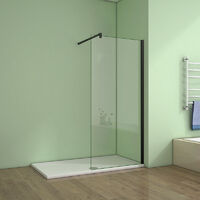 Biubiubath 760x1950mm Black Walk In Wet room Shower Enclosure Easyclean Glass