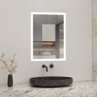 Anti-foggy Wall Mounted 700 x 500mm Mirror,Frontlit LED Illuminated Bathroom Mirror Bluetooth Audio Included - Biubiubath