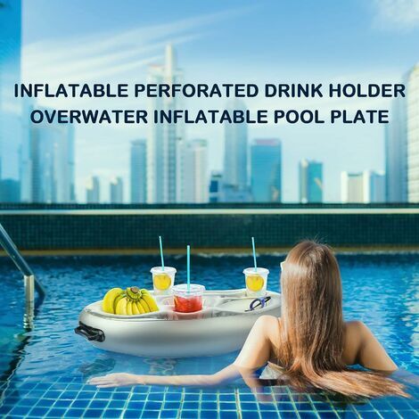 Schwimmender aufblasbarer Getränkehalter, 2-in-1-Halter für Getränke und  Snacks, 8-Loch-Poolbar, großer Untersetzer