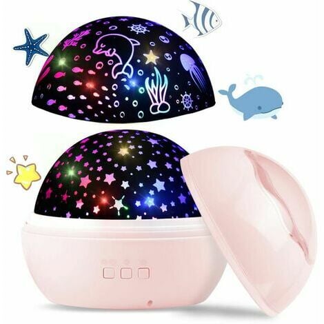 Sternenhimmel LED-Projektor, Baby-Nachtlicht, Ocean World 2 in 1  Projektionslampe mit USB-Kabel (Rosa)