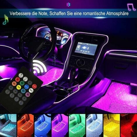 Auto-LED-Innenbeleuchtung, 72 LED-Multicolor-Musik mit  Sound-Active-Funktion und kabelloser Fernbedienung, DC 12V
