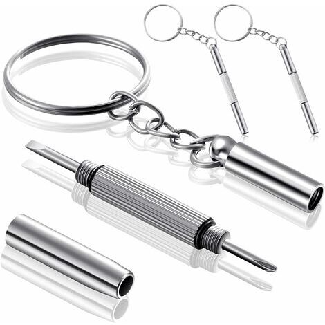 2 Stück Brillen-Schraubendreher-Schlüsselanhänger, tragbarer Schraubendreher-Schraubenschlüssel,  Brillen-Schraubendreher, Brillen-Reparatur-Set