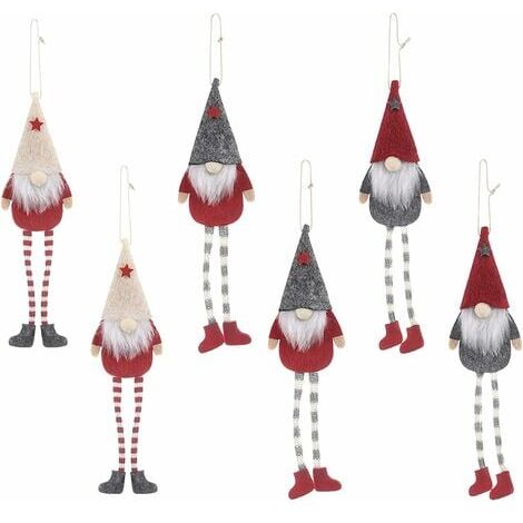 longziming-Weihnachtspuppen-Anhänger, 6 Stück Gnome Plüschpuppe Weihnachten Santa Hanging Doll Gnome Faceless Dekorationen Ornaments Gnome