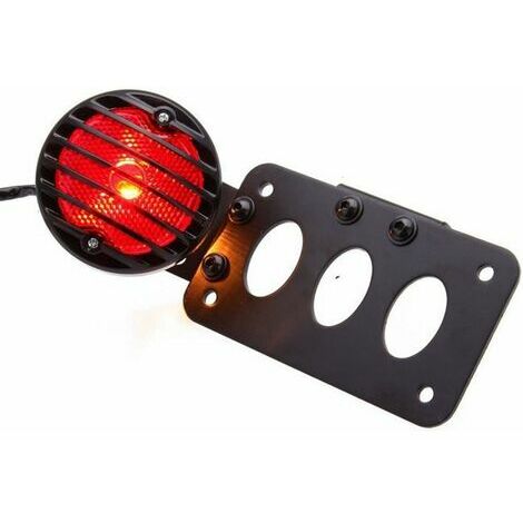 longziming Motorrad Rücklicht 12V Bremslicht Signalleuchten  Kennzeichenbeleuchtung Bremslicht mit Halterung - Schwarze Schale + Rote  Lichter