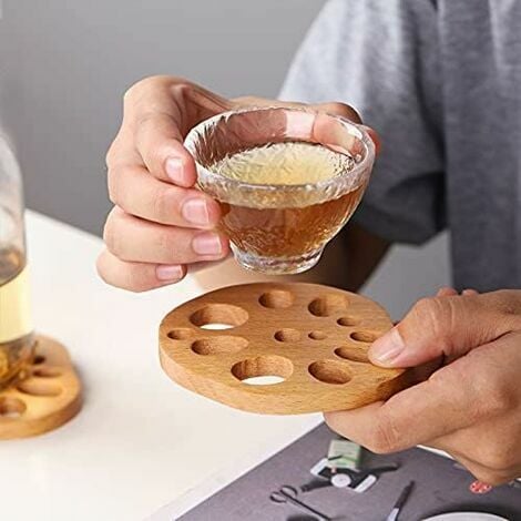 Getränke Untersetzer Holz Untersetzer Holz Becherhalter Becher Hohl  Anti-Verbrühungen Teetasse Wärmeisolierungsmatten Set von 4