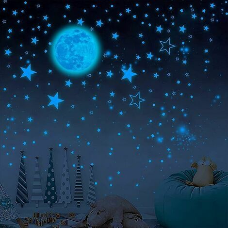 der erste 1049 Stück Kinder-Wandaufkleber, im und Sterne, Baby-Jungen-Mädchen-Kind-Erwachsenen-Schlafzimmer-Deckendekoration Wandaufkleber, Dunkeln leuchtende die Mond leuchten, Wandaufkleber