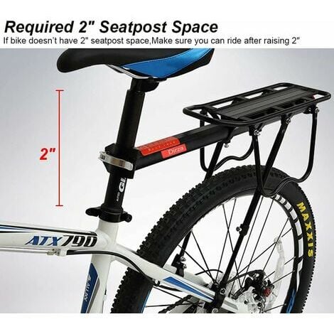 Fahrradheckträger Fahrradgepäckträger Schnellspanner Einstellbarer  Aluminium-Fahrradträger 115 lbs Kapazität Einfach zu installieren Schwarz