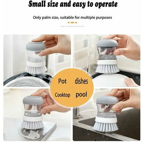 Pinsel & agrave Geschirr, 3-teiliges Reinigungsbürsten-Set mit  Flüssigkeitsbehälter Spülbürste inkl. Kunststoffschaber + Gusseisenreiniger  für