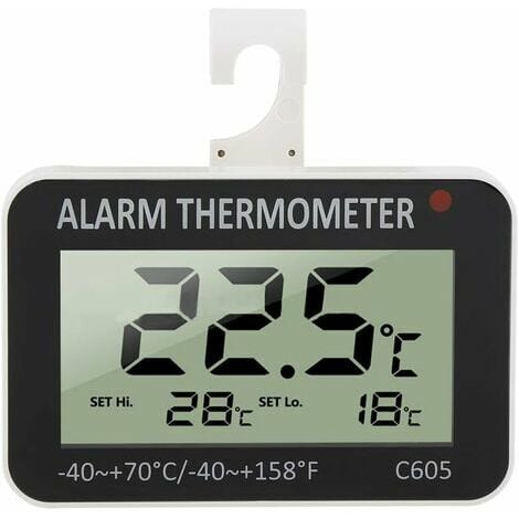 Thermometer Kühlschrank Messen -40 ° C + 70 ° C Elektronisches  Kühlschrankthermometer Digitaler Alarm Gefrierschrank mit Haken für  Küchenrestaurants