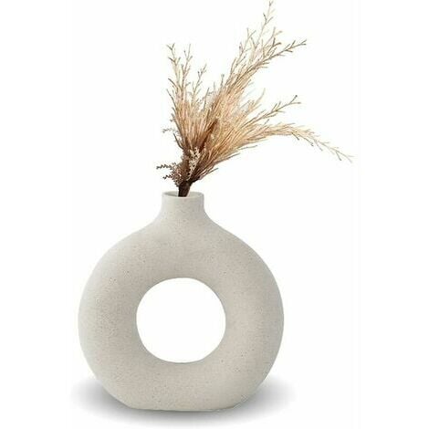 Vase, Keramikvase Heimdekoration, minimalistische Deko, weiß, vegetarisch,  Keramik, Blumentopf, dekorative Vase, 13,5 x 3,5 x 14,5 cm