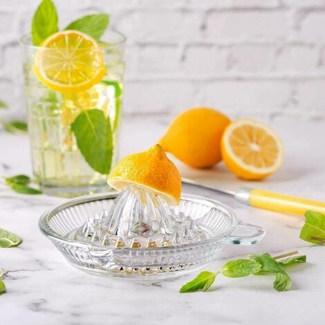 Manuelle Zitruspresse aus Glas für die Küche, Orange, Limette, Zitrone,  Fruchtpresse