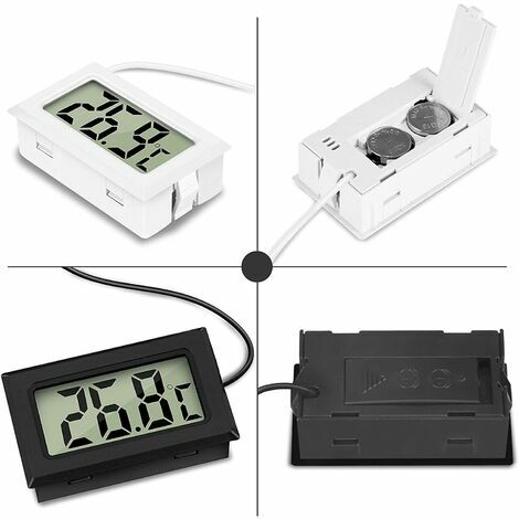 Mini LCD Digital Thermometer Temperatur mit Temperatursensor Tester für Aquarium  Kühlschrank Gefrierschrank (2X Schwarz 2X Weiß)