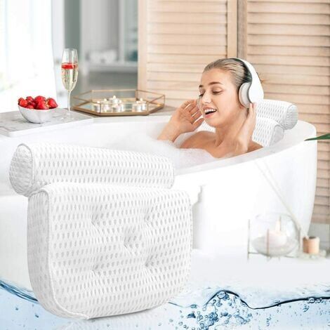 Ergonomisches Badekissen mit Nacken- und Rückenstütze – Kissen Komfortable  Badewanne für Entspannungskissen mit 4D Air Mesh Whirlpool