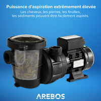AREBOS Pompe de Filtration pour Piscine 11.000l/h | Filtre à Sable | 600W | Fonctionnement Silencieux | sans entretien