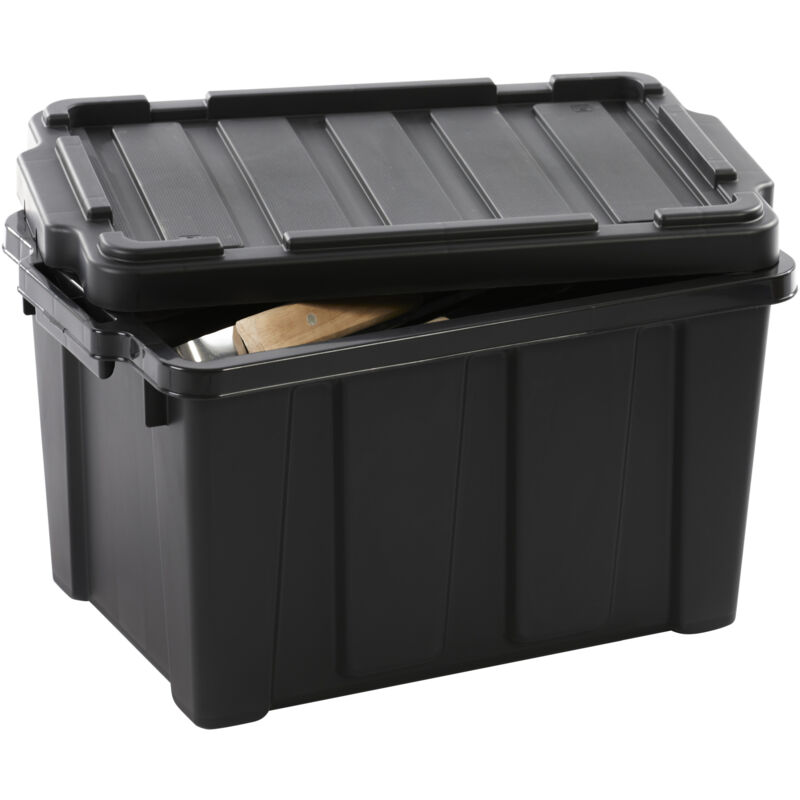 Iris Ohyama Scatole Portaoggetti Ermetiche 20L – Set Da 3, Nero, Impermeabili E Impilabili – Per Garage, Cantina E Abbigliamento
