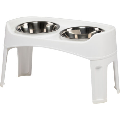 Iris Ohyama, Ciotole per animali domestici, Ciotole rialzate per mangiatoia lenta, L57 x P29 x A31 cm, Set da 2, Pieghevoli e favoriscono la digestione, Per cani, PEF-L, Bianco