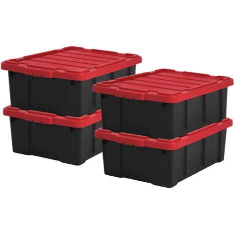 Iris Ohyama, Scatole Pieghevoli, 43L, Set di 4, Rosso, Grande, Solido, Impilabile, Per Garage, Scaffali, Scatola Organizer, Plastica, Contenitore, DDSKT-430