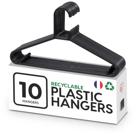 K-Mart 25 grucce appendiabiti in plastica per adulti, colore nero, resistenti, per armadio, salvaspazio, con barra per pantaloni e ganci per cinghie (nero, confezione da 25