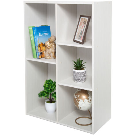Iris Ohyama Mobile, Libreria, Scaffale Angolare da Parete in Legno, 5 Livelli, Bianco, Polivalente, Modulare, Aperto, Per Soggiorno, Ufficio, Camera, Libri, CD, Decorazioni, Montaggio Facile, CX-23C