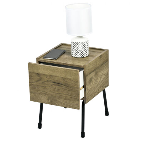 Iris Ohyama, Comodino, Tavolino piccolo, Comodino, 1 casLottoto scorrevole, Piedini antigraffio, Spazioso, Solido, Elegante chic, Camera da letto, Comodino, IWST-300, Ash Brown