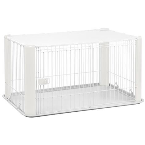 Iris Ohyama, Parco, Recinto, Bruco, Interno, Porta scorrevole con serratura, ganci per un facile montaggio, ventilazione ottimale, per cani, CLS-1130, Bianco