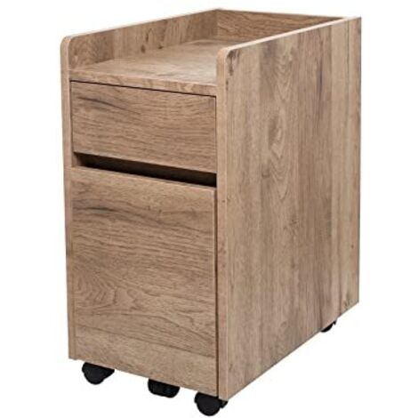 Iris Ohyama, Office Box, Armadietto mobile, con ruote, 2 casseti e 1 ripiano, Documenti e fascicoli, Facile montaggio, Legno massiccio, Camera da letto - Desk Cabinet FDK-3059- Ash Brown