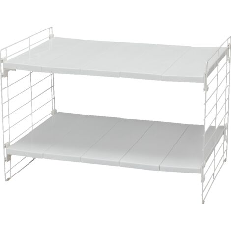 Iris Ohyama, Scaffale, Organizzatore per Armadio, Sottolavello, Espandibile, Contenitori in Plastica per Mobili da Cucina, Dispensa, Cibo e Utensili - Telescopic Rack 1-tie USD-2V - Bianco