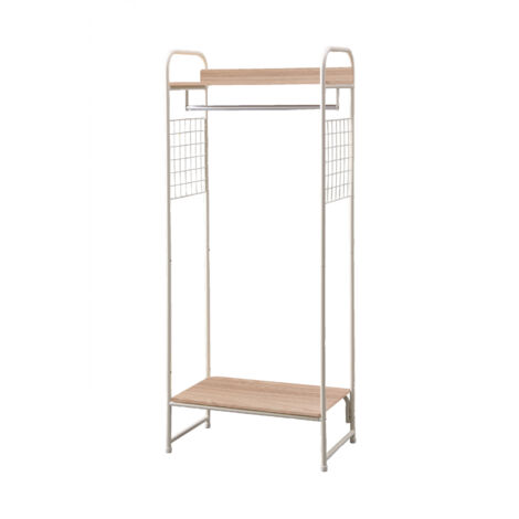 Iris Ohyama Appendiabiti in Metallo con Ripiano in Legno, Upright, Bianco, Design Moderno, Solido, Anti scivolo, Per Camera, Studio, Armadio, Abbigliamento e Scarpe, Montaggio Facile, PI-B4