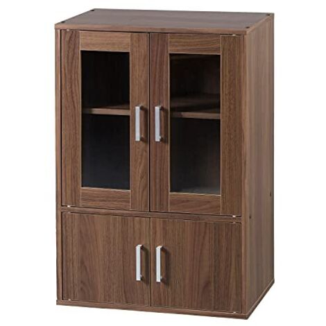 Iris Ohyama, Mobili, Libreria portaoggetti, Comò, Credenza con 4 ripiani e 4 ante/ Design e moderno, Solido, Multiuso, Ufficio, Cucina, Camera da letto, Soggiorno - Armadio GKN-9060 - Marrone