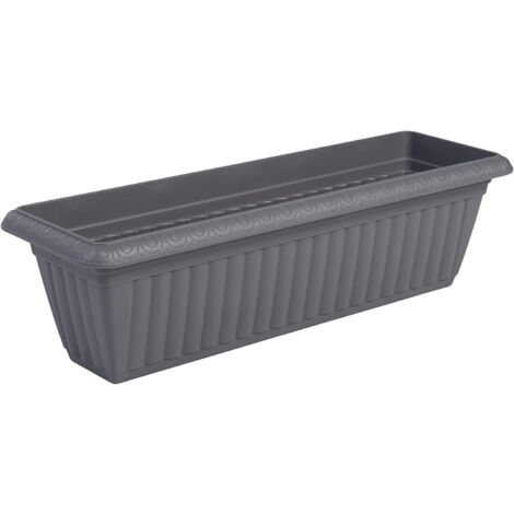 Iris Ohyama, Blumentopf Slim Ãœbertopf mit Wasserablauf/Reservierungssystem fÃ¼r die Gartenarbeit â€“ Slim Planter Relief 610, Grau