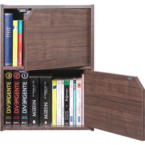 Iris Ohyama, Libreria portaoggetti, Armadio con 2 ante e 2 ripiani, Facile montaggio, Design, Modulare, Ufficio, Camera da letto, Soggiorno - Module Shelf MDB-2D - Marrone