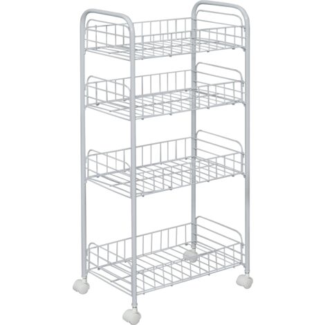 Iris Ohyama, carrello, carrello, vassoio, servizio di stoccaggio, 4 livelli di nicchia, su ruote, grande capacitÃ , ristorante, cucina, hotel - Mesh Cart DMC-4 - Bianco