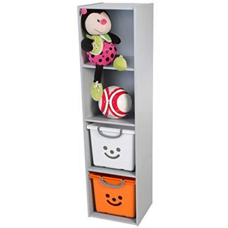 Iris Ohyama, Mobili per bambini, Libreria, Organizzatore di giocattoli, 4 ripiani fissi, Multifunzionale, Design, Asilo nido, Camera da letto, Scuola - Kids cube shelf KCX-4 - Grigio