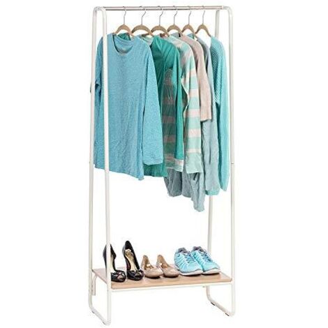 Iris Ohyama Appendiabiti in Metallo con Ripiano in Legno, 1 Livello, Bianco, Design Moderno, Solido, Anti scivolo, Per Camera, Studio, Armadio, Abbigliamento e Scarpe, Montaggio Facile, PI-B1